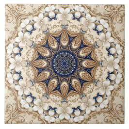 Blaue Gold Blumen Keramikfliese
