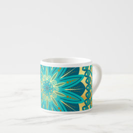 Blaue Gold-Blumen-Mandala Espressotasse