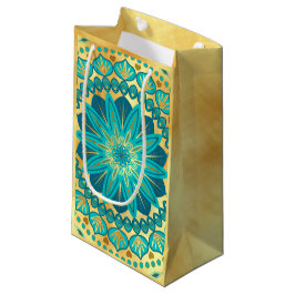 Blaue Gold-Blumen-Mandala Kleine Geschenktüte