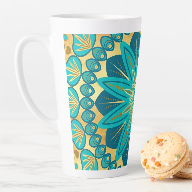 Blaue Gold-Blumen-Mandala Milchtasse (Beispiel)