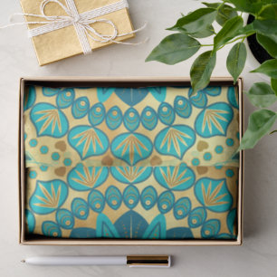 Blaue Gold-Blumen-Mandala Seidenpapier