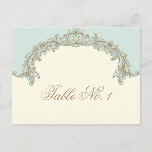 Blaue Gold-Creme-Vintage-Rahmen-Tischnummer Postkarte