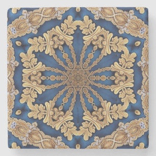 Blaue Gold-Dekorationsstein-Unterlage Steinuntersetzer