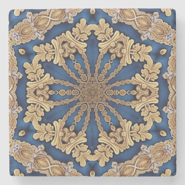 Blaue Gold-Dekorationsstein-Unterlage Steinuntersetzer (Vorderseite)