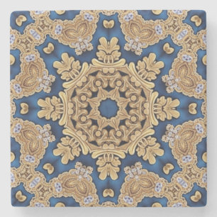Blaue Gold-Dekorationsstein-Untersetzer Steinuntersetzer