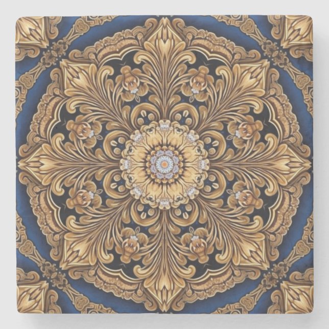 Blaue Gold-Dekorationsstein-Untersetzer Steinuntersetzer (Vorderseite)
