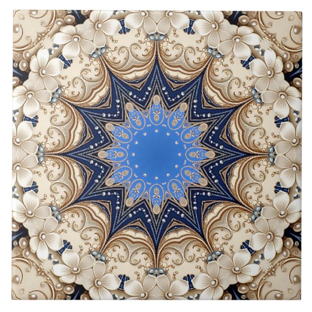 Blaue Gold Dekorative Keramikfliese (Vorderseite)