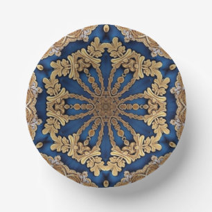 Blaue Gold Dekorative Papier Schalen Pappteller
