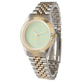 Blaue Gold elegante Diamant-Muster  Armbanduhr