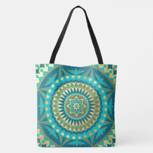 Blaue Gold-Fantasie-Mandala