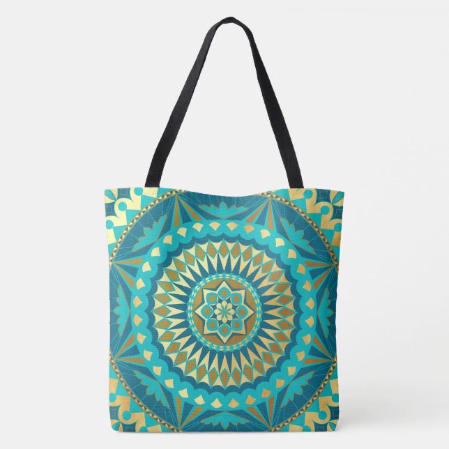 Blaue Gold-Fantasie-Mandala (Rückseite)