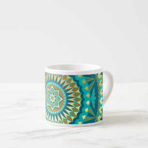 Blaue Gold-Fantasy-Mandala Espressotasse