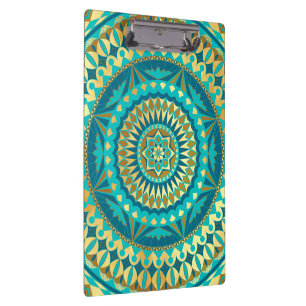 Blaue Gold-Fantasy-Mandala Klemmbrett