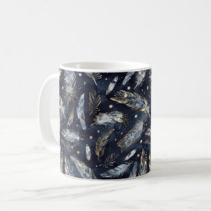 Blaue Gold Federn Sterne Kaffeetasse