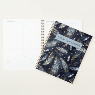 Blaue Gold Federn Sterne Planer