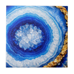 Blaue Gold-Geode-Harzstruktur Fliese