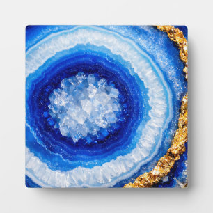 Blaue Gold-Geode-Harzstruktur Fotoplatte