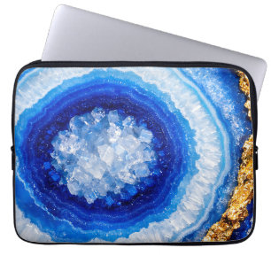 Blaue Gold-Geode-Harzstruktur Laptopschutzhülle