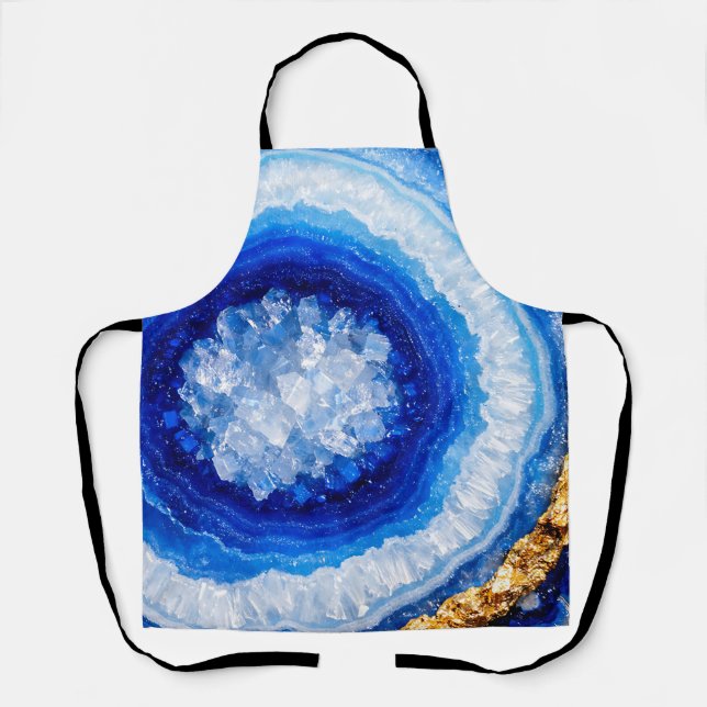 Blaue Gold-Geode-Harzstruktur Schürze (Vorderseite)