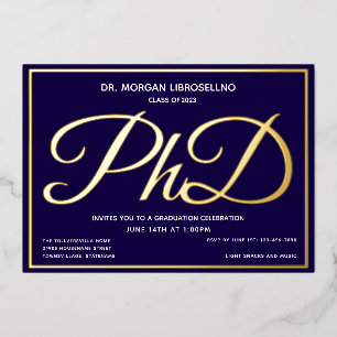 Blaue Gold PhD-Abschlussfeier Folieneinladung