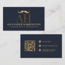 Blaue Gold-Schnurrbart-Männerpflege-Friseursalon 