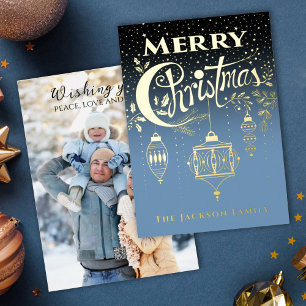 Blaue Gold-Typografie-Folie-Einladung Folieneinladung