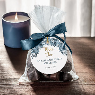 Blaue Gold-Wasserfarbe Florale Dankeschön Geschenk Geschenkanhänger