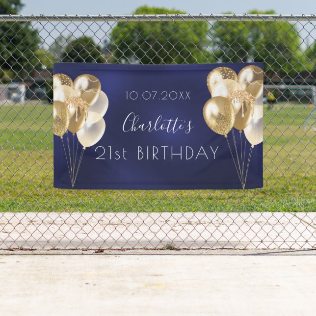Blaue Goldballons Party Banner (Insitu)