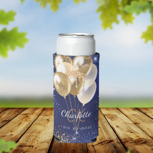 Blaue Goldballons Selters Dosenkühler