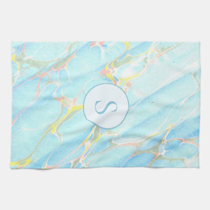 Blaue goldbedruckte Marmormuster - kundenspezifisc Geschirrtuch