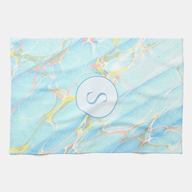 Blaue goldbedruckte Marmormuster - kundenspezifisc Geschirrtuch (Horizontal)