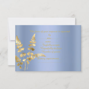 Blaue Goldblatt-Antwortkarte RSVP Karte