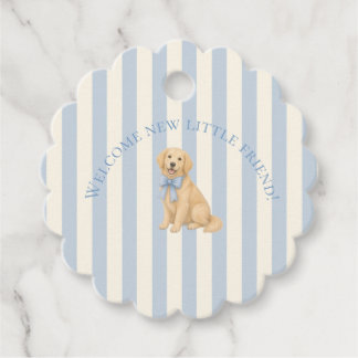 Blaue Golden Retriever Baby Shower Geschenkanhänger