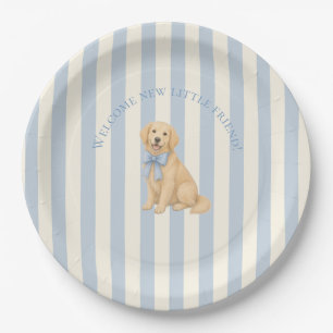 Blaue Golden Retriever Baby Shower Pappteller