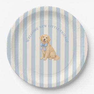 Blaue Golden Retriever Baby Shower Pappteller
