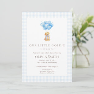 Blaue Goldendoodle-Welpen-Baby-Party Einladung