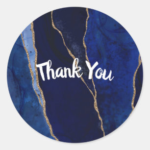 Blaue & Goldene Achat Moderne Glamour Minimal Hoch Runder Aufkleber