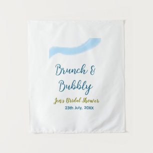 Blaue goldene Aquarell-Blubber- und Brunch-Braut-S Wandteppich