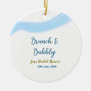Blaue goldene Aquarell-Sprudel- und Brunch-Braut-S Keramik Ornament