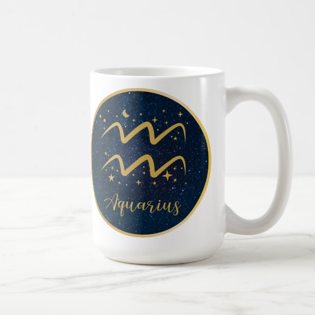 Blaue goldene Aquarius-Sterne Kaffeetasse (Rechts)