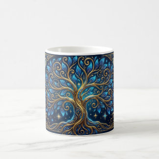 Blaue goldene Baum-Kunst-Kaffeetasse | Ästhetische Kaffeetasse