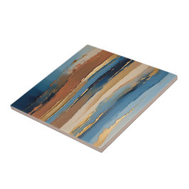 Blaue goldene beigefarbene und bronzene strukturie fliese