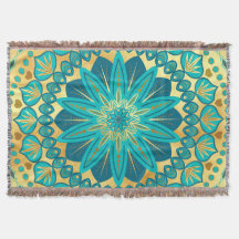 Blaue Goldene Blumenmandala