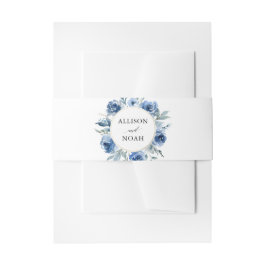 Blaue goldene Blütenfarbe Moderne Hochzeit Einladungsbanderole