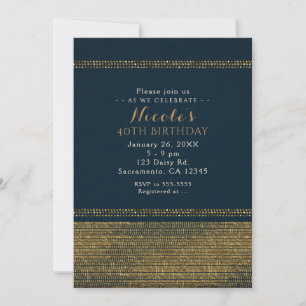 Blaue & Goldene Chic funkelnde Glamour Party Einla Einladung