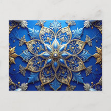 Blaue Goldene Dekorative Feiertagspostkarte