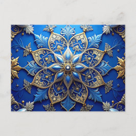 Blaue Goldene Dekorative Feiertagspostkarte Postkarte