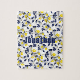 Blaue goldene Fußballmannschaft farbenfrohe Jungs Puzzle