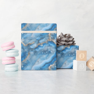 Blaue & Goldene Geode Geschenkpapier