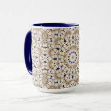 Blaue Goldene Geometrische Blumen-Tasse